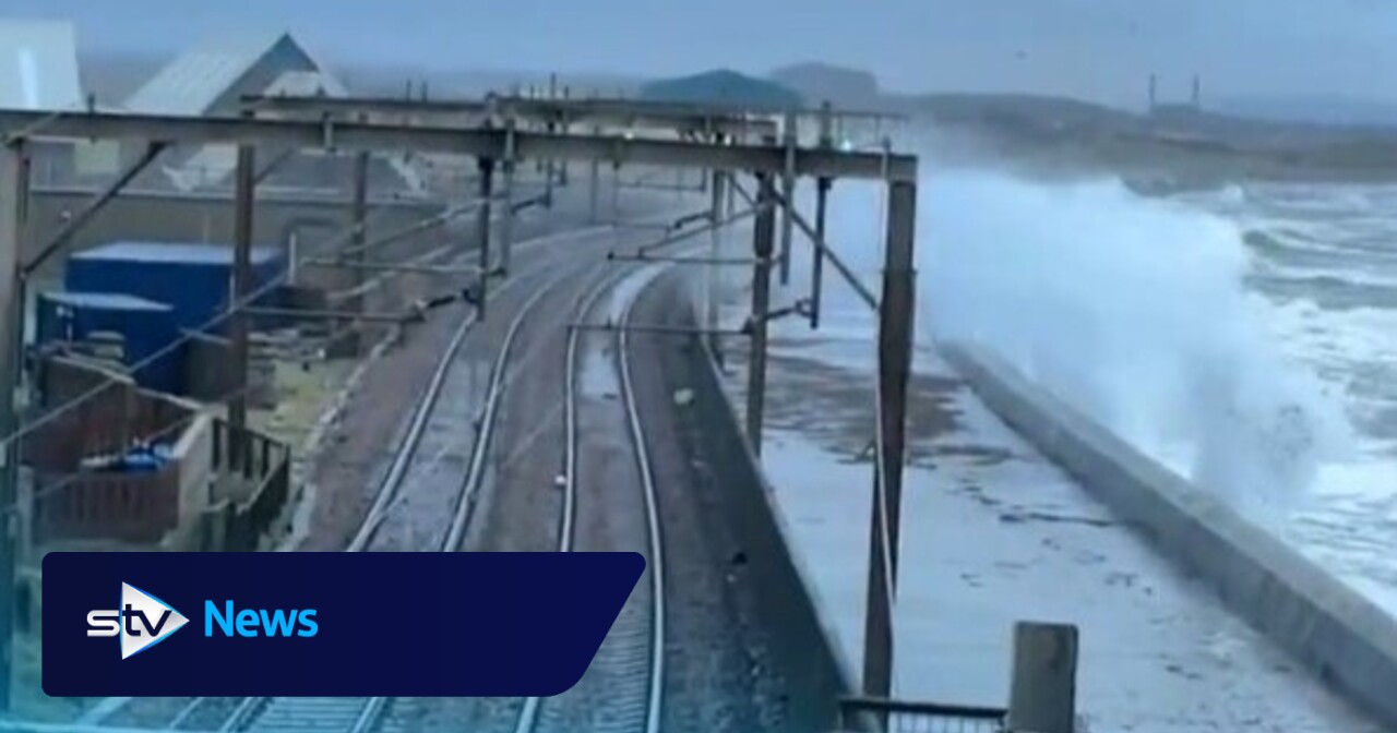 Glasgow trains cancelled after waves crash over sea wall onto overhead ...
