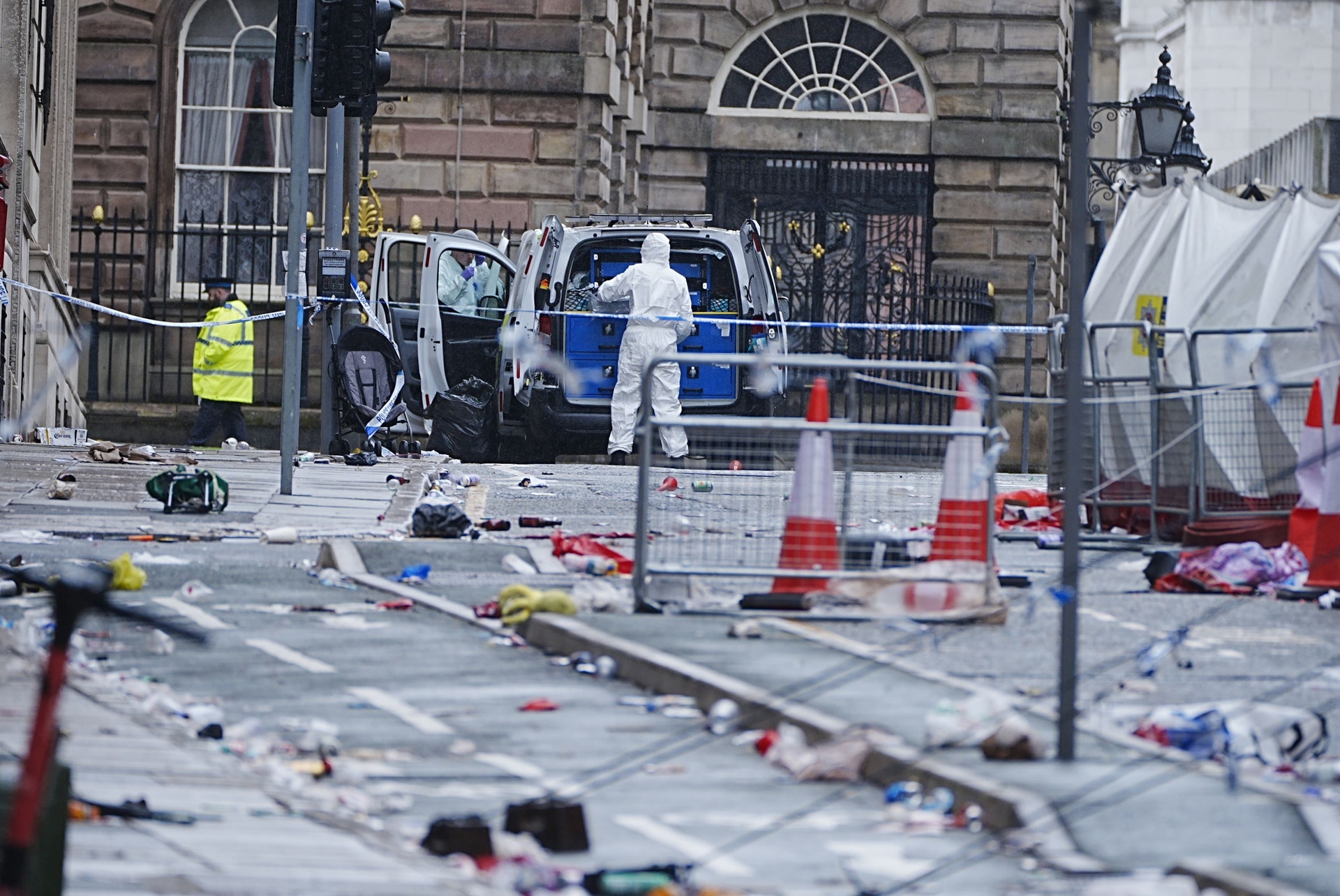 Forensic officers at the scene in Water Street