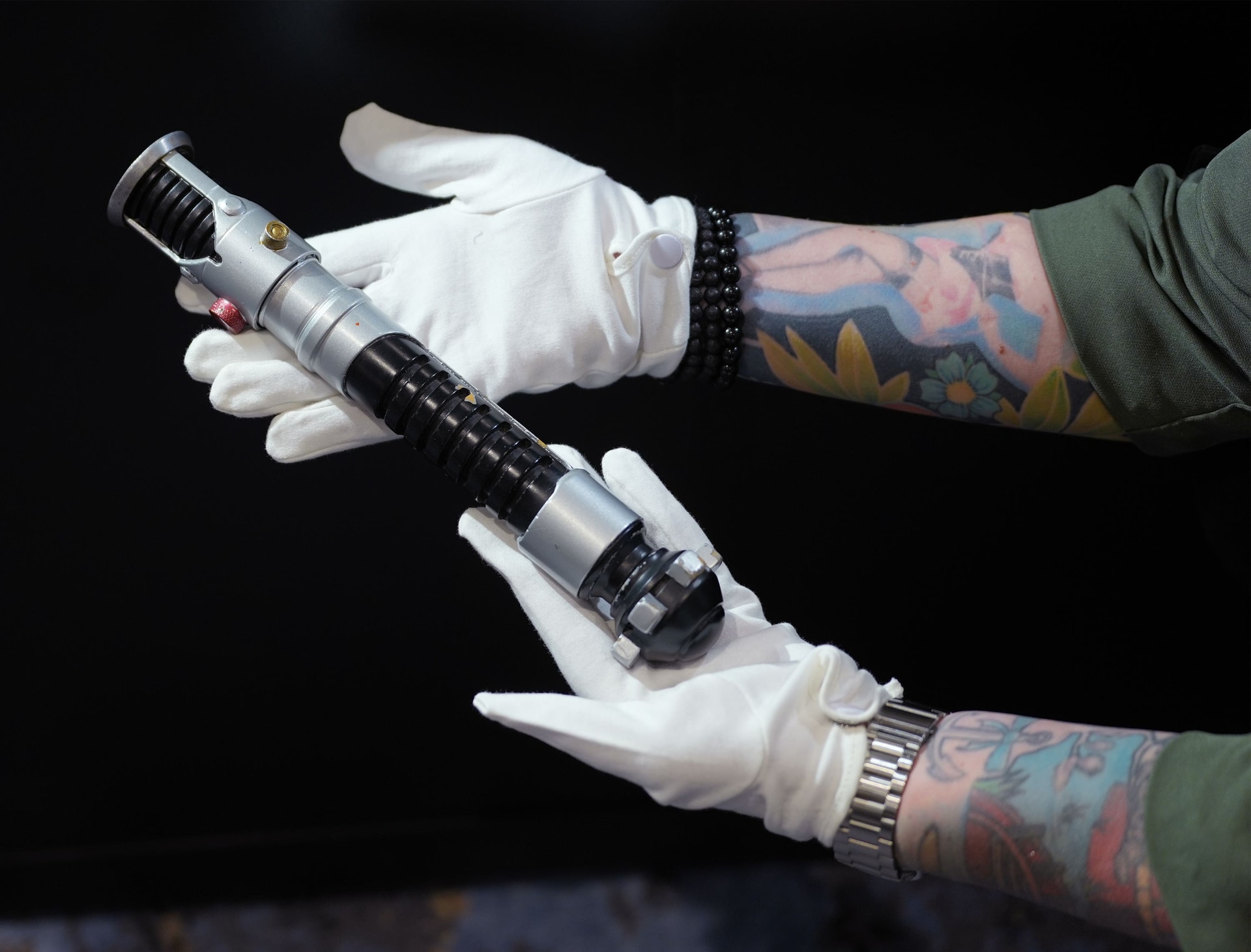 A lightsaber used by the character Obi-Wan Kenobi in the film Star Wars: The Phantom Menace (Yui Mok/PA)