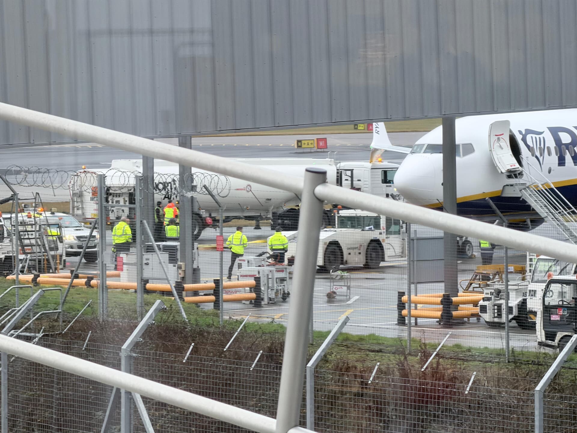 The plane struck the cab of a fuel truck