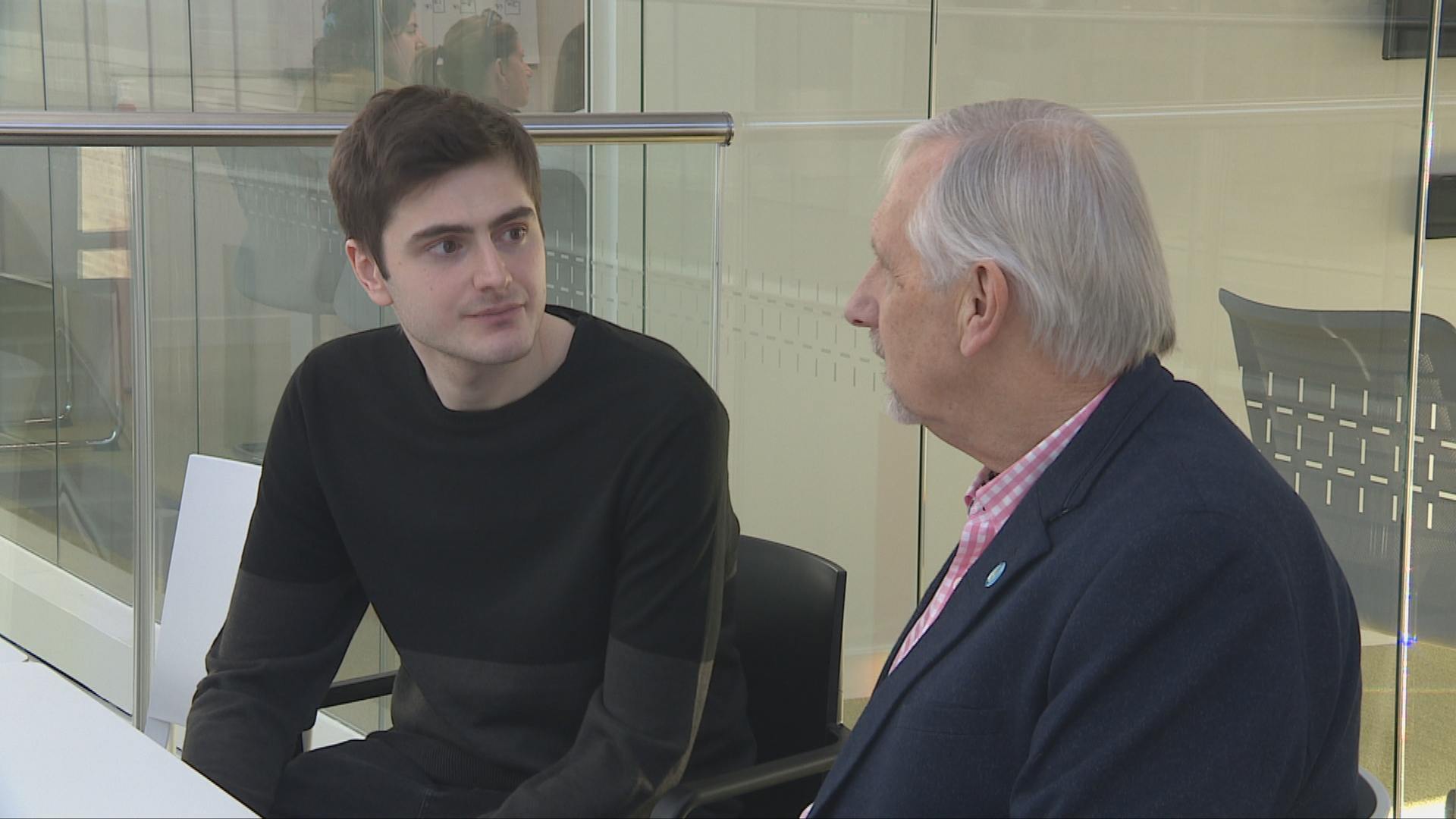 Cornea recipients Thomas MacSporran and David Watkins at the SNBTS