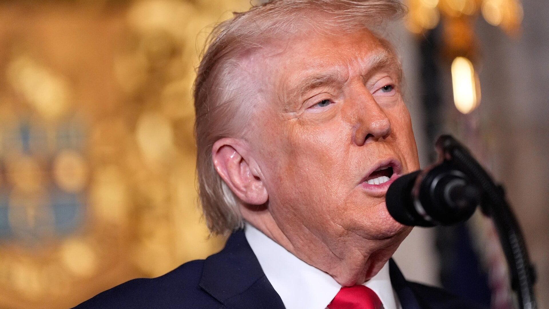 US president Donald Trump spoke during an unrelated event at his Mar-a-Lago home in Palm Beach, Florida, on Monday.