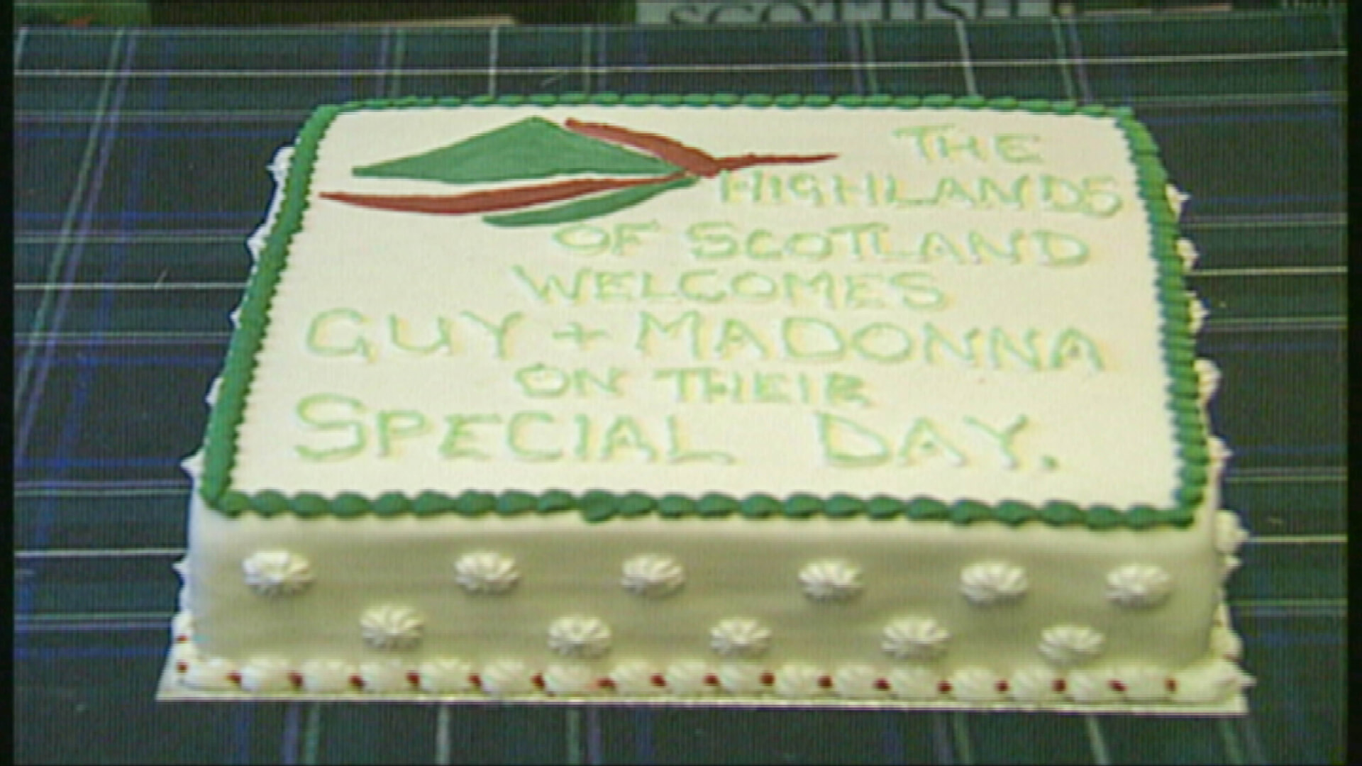 A wedding cake made by the local tourist board to celebrate Madonna and Guy Ritchie's wedding.