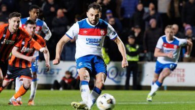 Nedim Bajrami scores late penalty to rescue point for Rangers at Dundee United