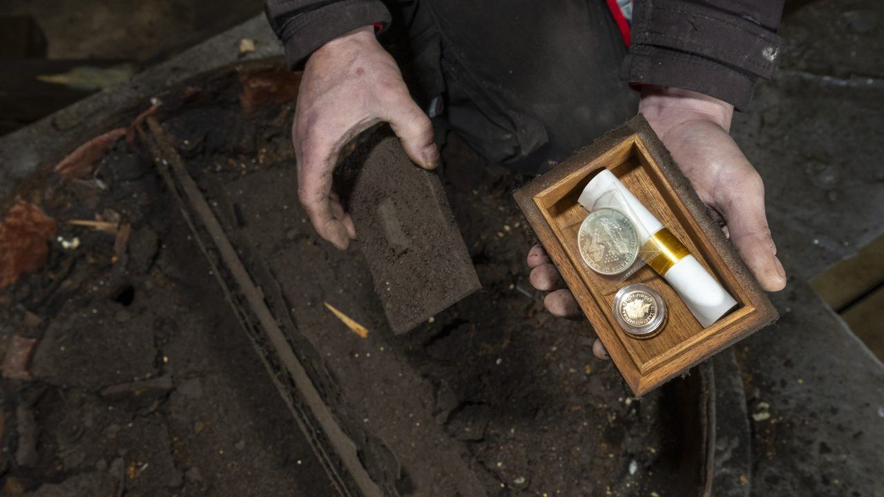 Hidden coins and scroll found after masts removed from Glasgow’s historic tall ship