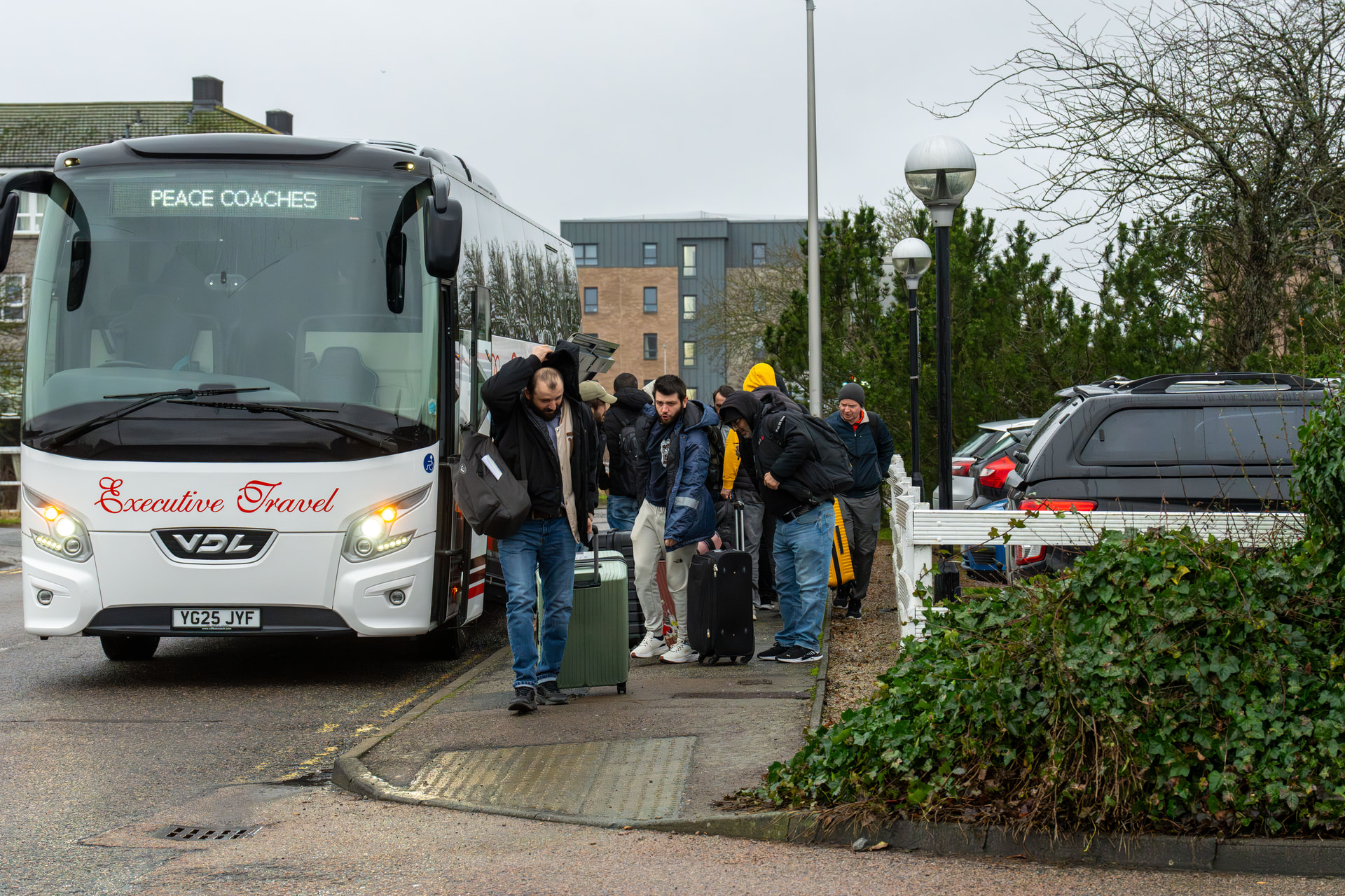 The Peace Coach arrived at the Aberdeen Dyce Hotel from Elgin.