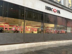 Investigation launched after windows smashed and paint thrown at HSBC building in Glasgow