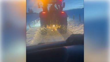 Watch as farmers help bring Aberdeenshire newborn baby home from hospital during snowstorm