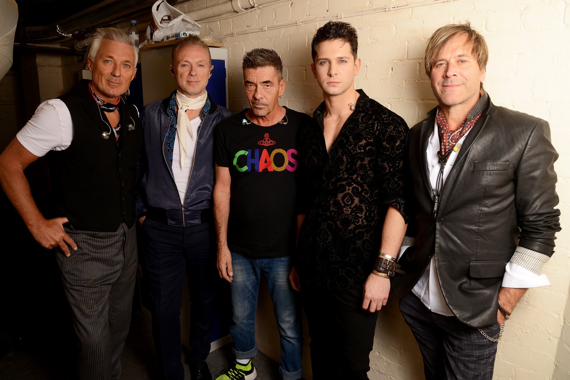 Ross Davidson with former bandmates Martin Kemp, Gary Kemp, John Keeble and Steve Norman of Spandau Ballet in 2018.