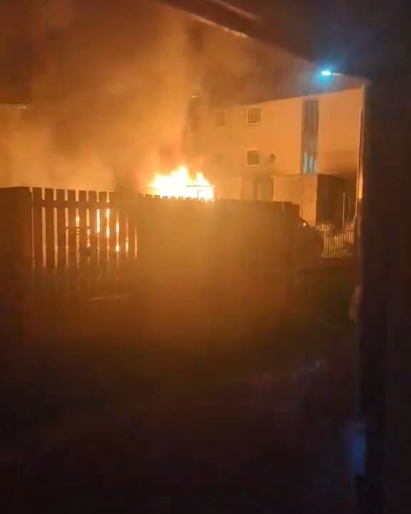 The fire took hold of a campervan and two cars.