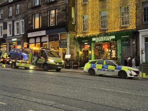 Edinburgh city centre roads closed after car collides with scaffolding