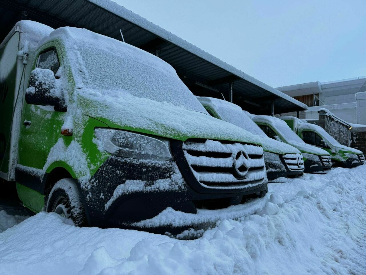Trevor and Meaghan's fellow drivers, Anthony Redmond and Peter Duguid, took another van out with free food to villagers in Kennethmont.