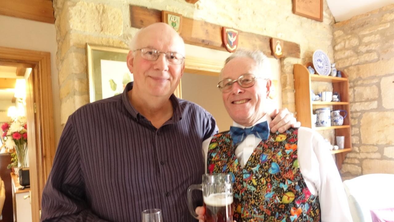 David Hill with friend Peter Skea.