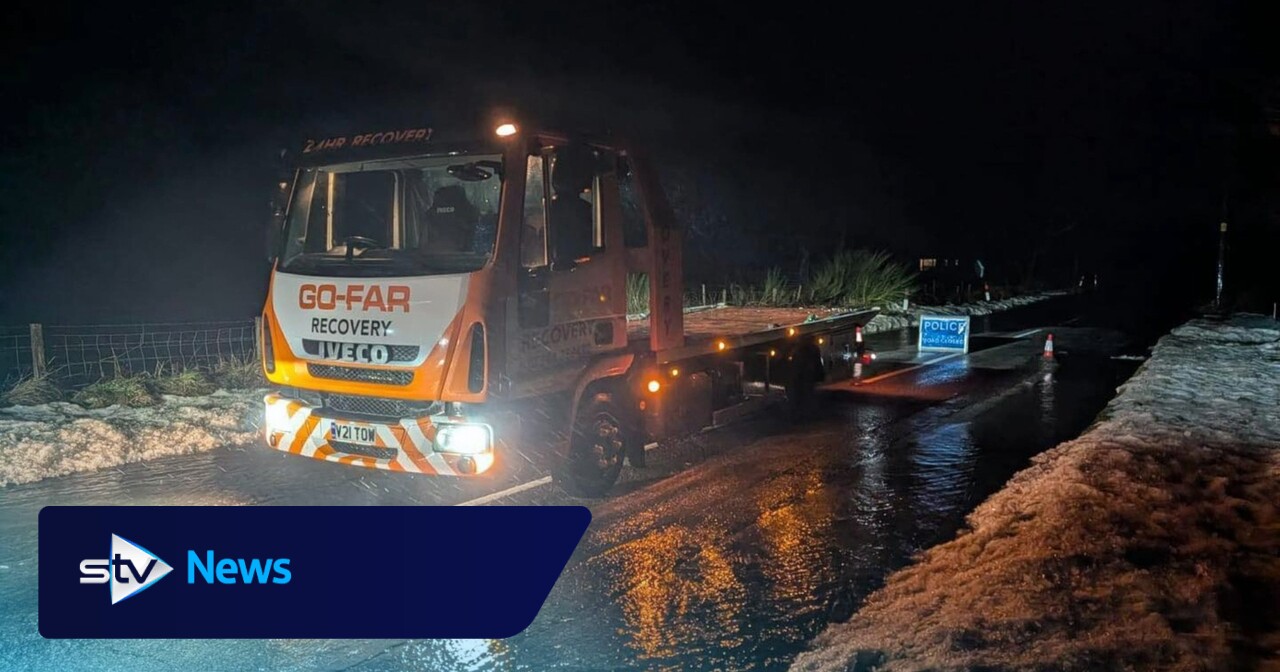Roads closed due to flooding as heavy rain batters Scotland