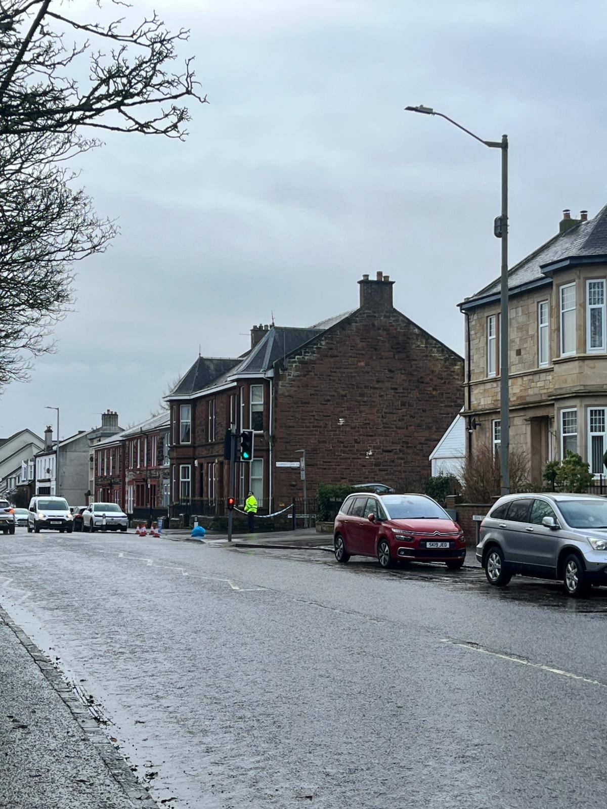 Police remain at the scene.