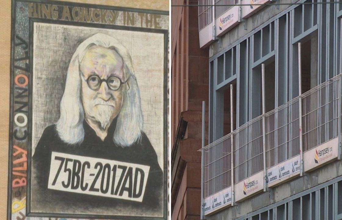 Iconic Billy Connolly mural completely covered by student flats