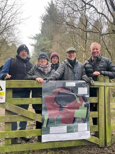 Cllr Willie Robertson (in black jacket on the right) with campaigners at Portmoak Moss