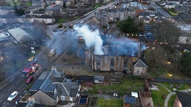 Derelict church blaze near Falkirk extinguished over nine hours after taking hold