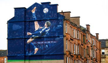 Mural of Scott McTominay’s overhead kick near Hampden completed