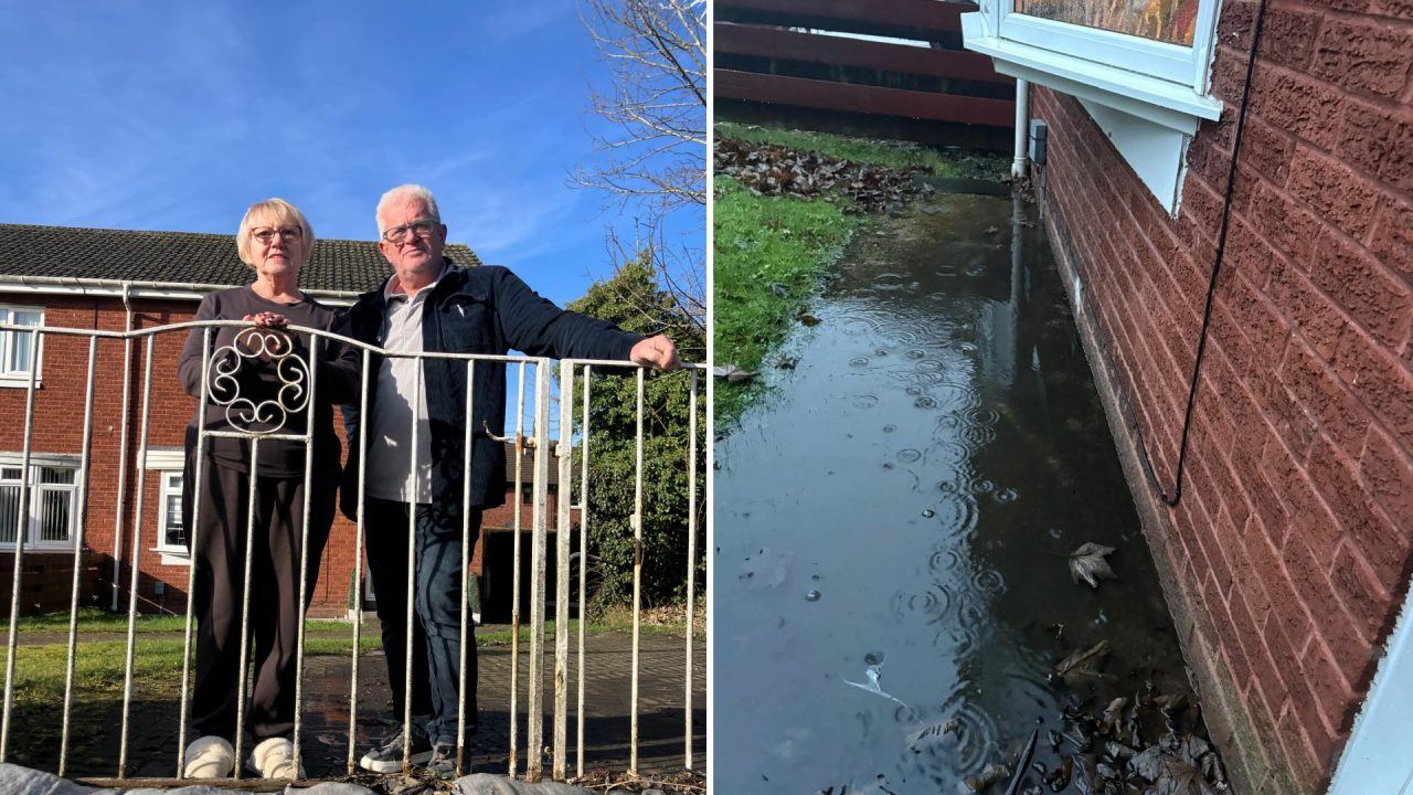 Glasgow gran ‘frightened to leave house’ as garden flooded by blocked drains