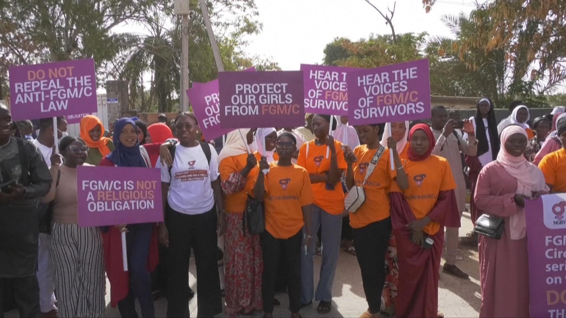 Campaigners protest against repeal of the bill in Gambia