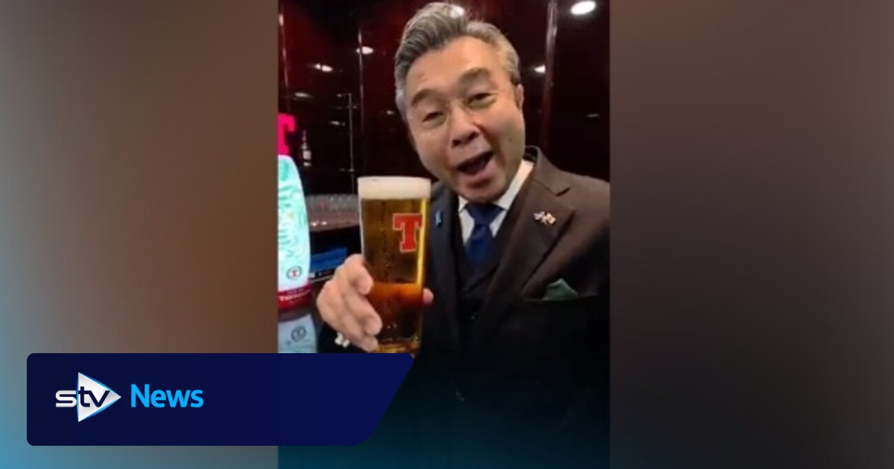 Japan's UK ambassador enjoys 'a wee swally' before attending Celtic match