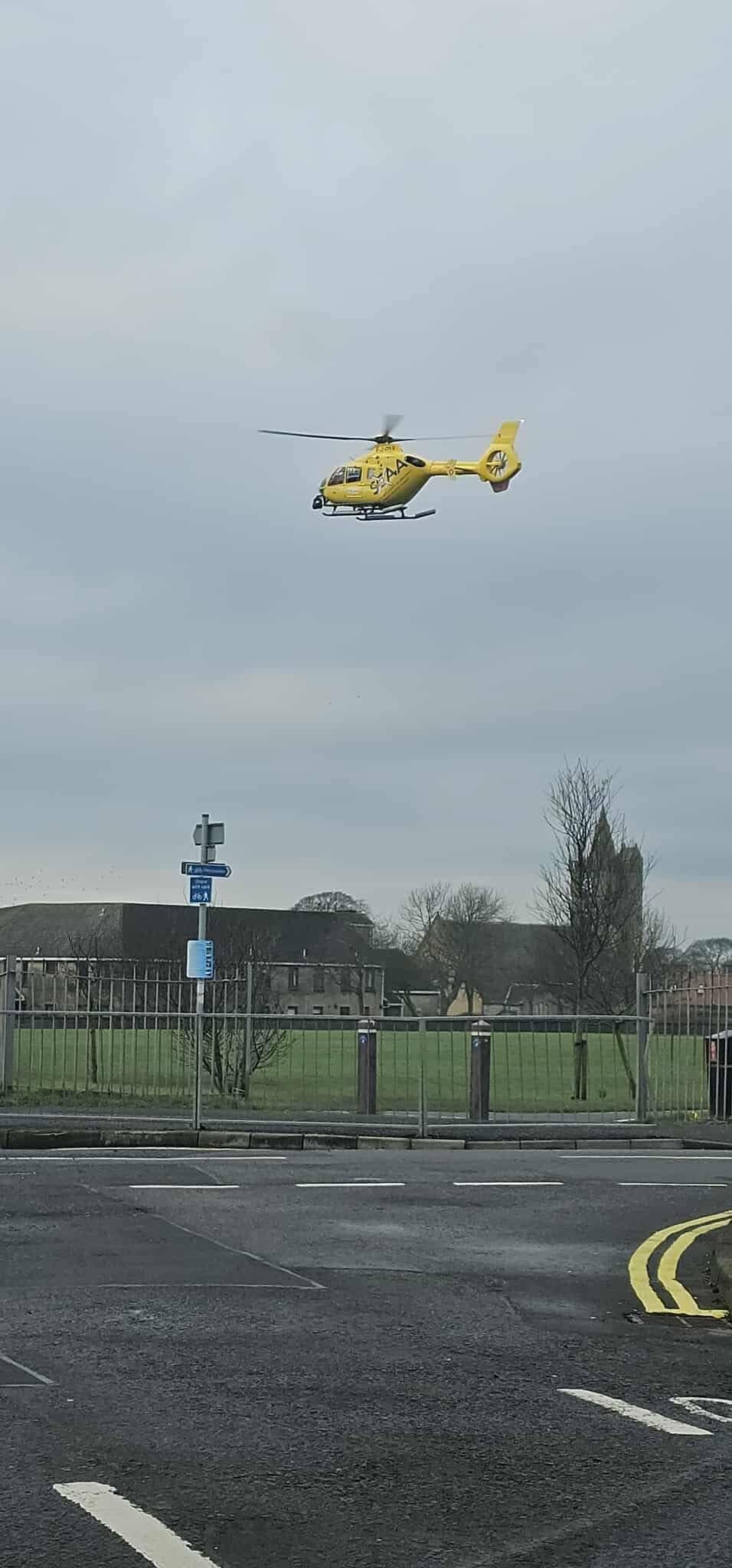 A person has been airlifted to hospital.