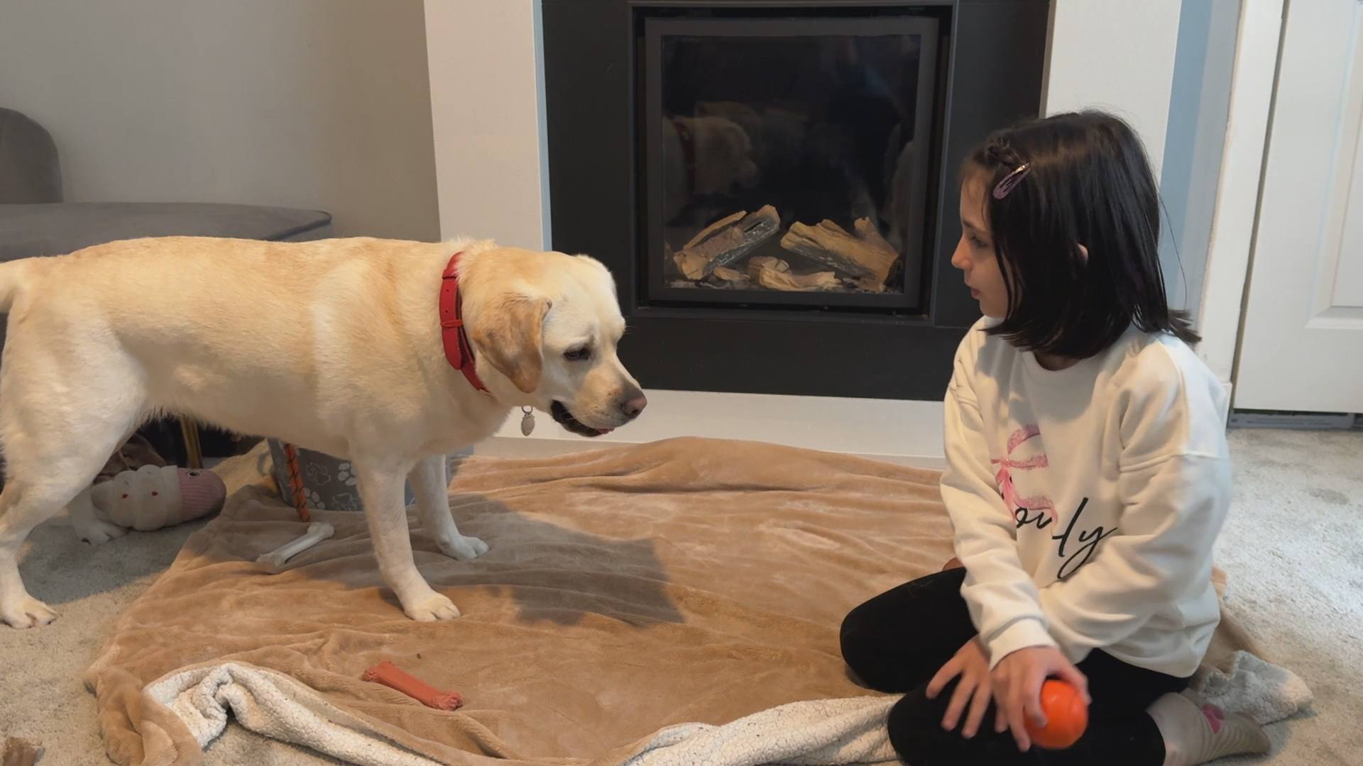 Marcia loves a game of catch with Maggie