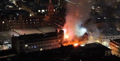 Firefighters tackle huge blaze near Glasgow Central Station