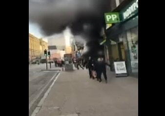 The smoke was seen billowing out of the vape shop.
