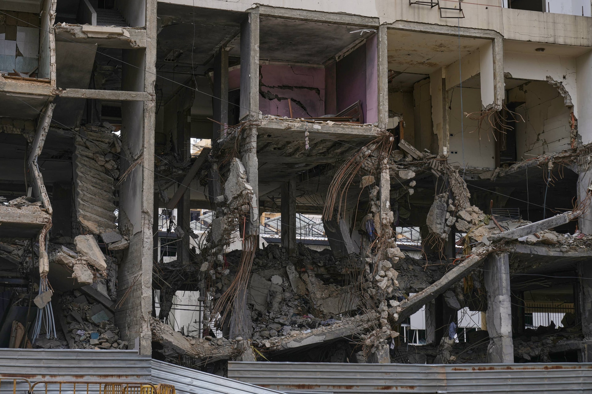 A building damaged in an Israeli air strike, in Beirut (AP Photo/Bilal Hussein)