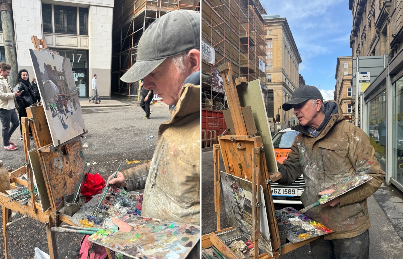 Painter captures aftermath of Union Street fire.