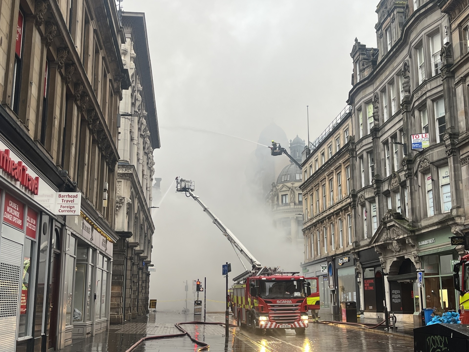 Fire crews are still on the scene trying to control the flames.