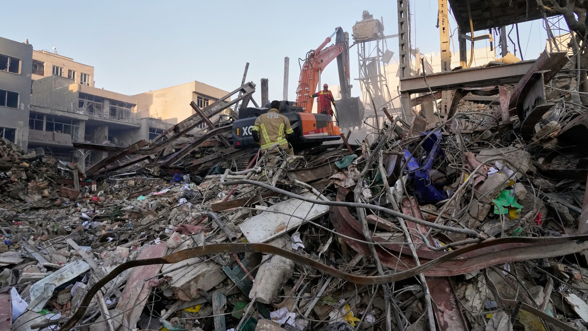 The rubble of a police station in Tehran