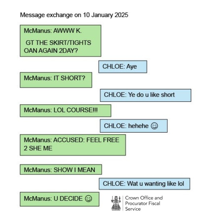 Kik messages between Adam McManus and the decoy on January 10, 2025