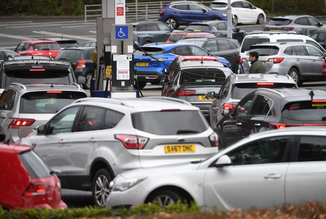 Hundreds queue at Costco petrol station amid rising fuel prices and empty pumps