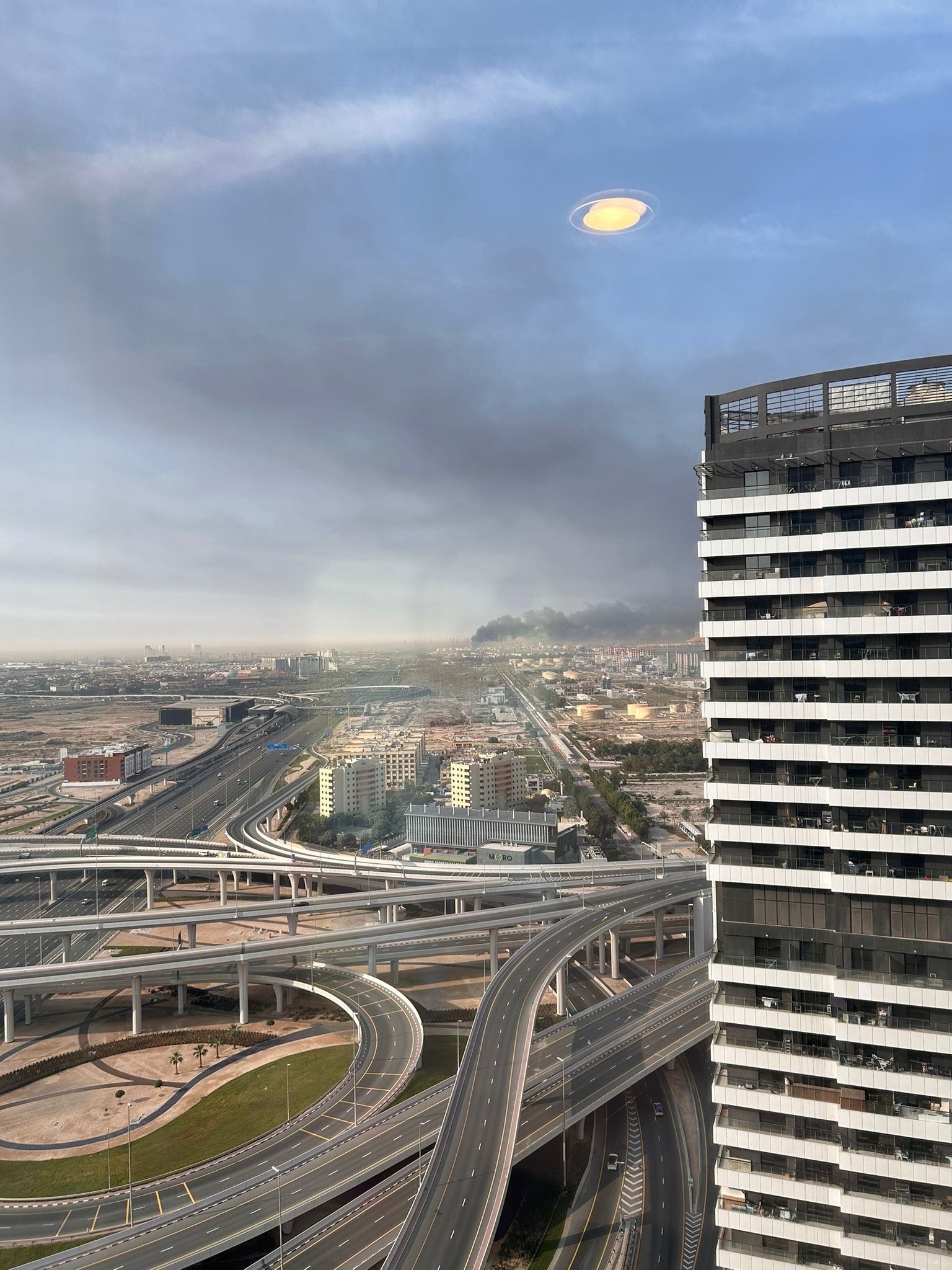 Smoke after a missile was intercepted.