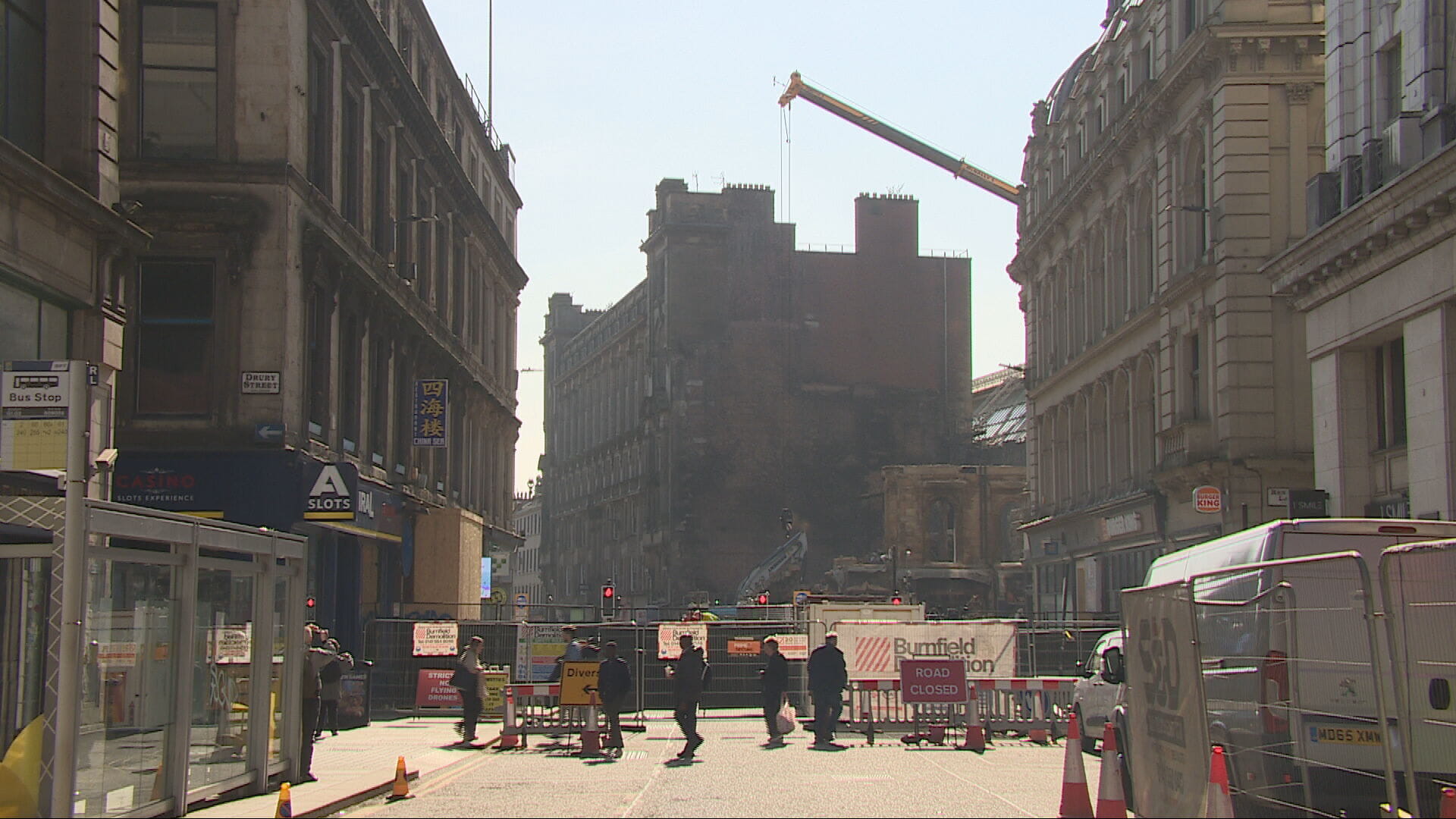 An exclusion zone will remain in place while rubble is removed