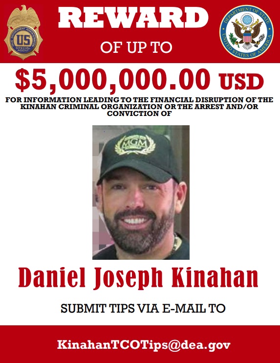 Wanted poster for Daniel Joseph Kinahan