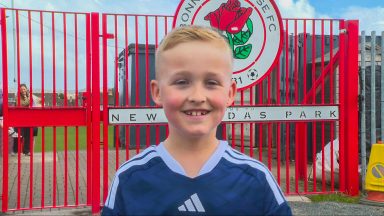 Noah shoots to score for sick kids hospital in Scottish stadium tour