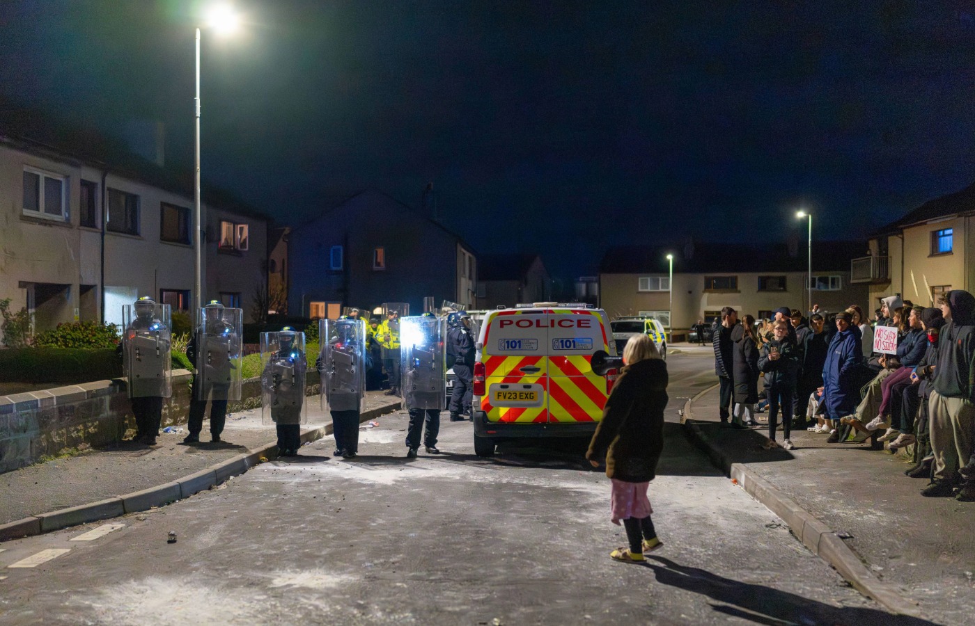 Crowds gathered outside the property on Tuesday