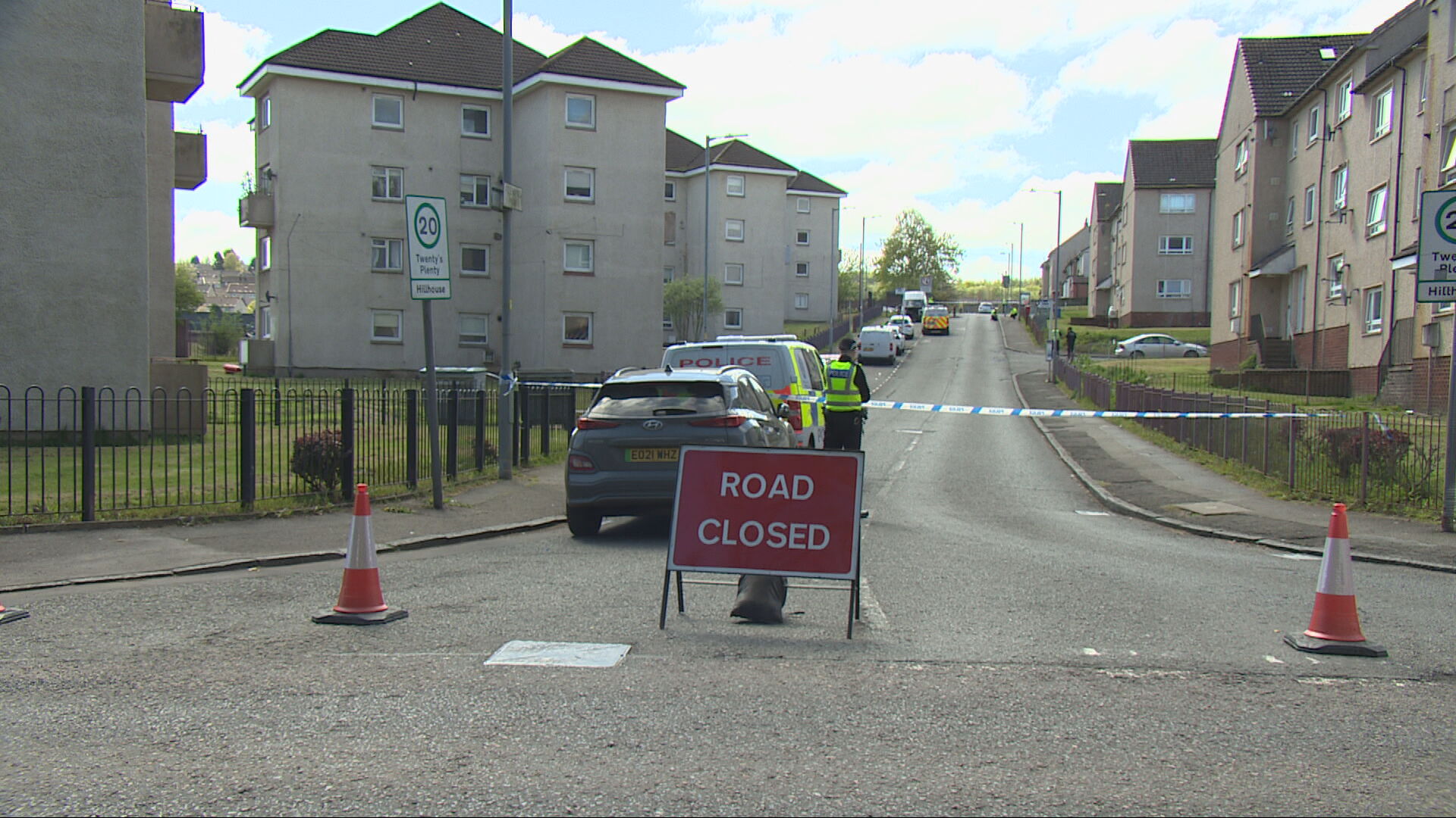 Three people, including two officers, were injured during the incident.