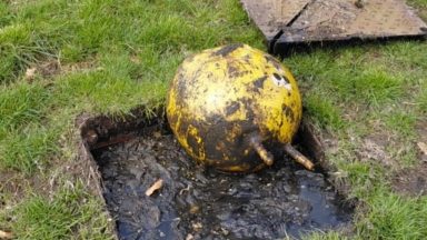 Space hopper blocks sewer causing flooding on Glasgow road