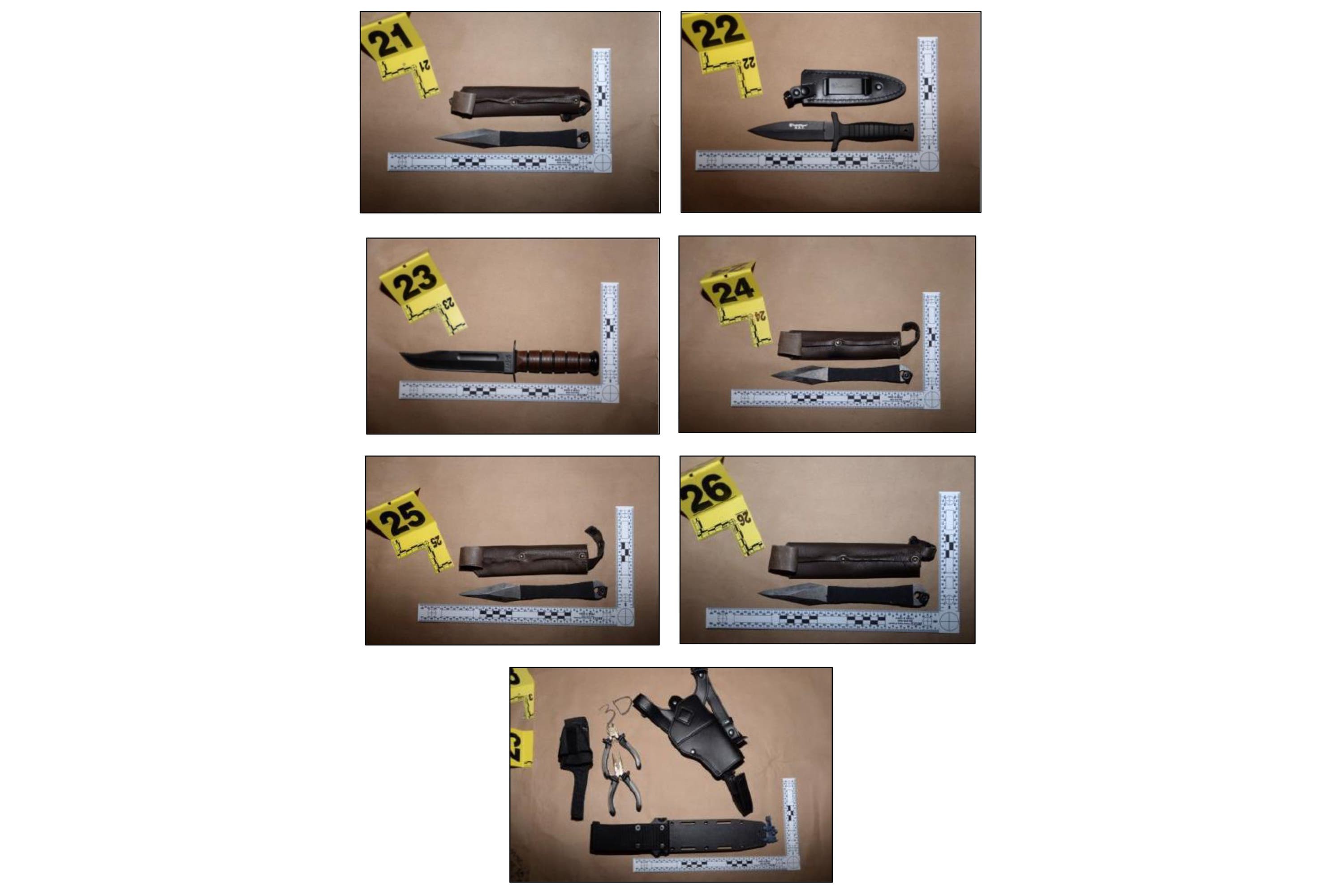 Some of the weapons Cole Allen had in Washington, according to a court filing by the US department of justice