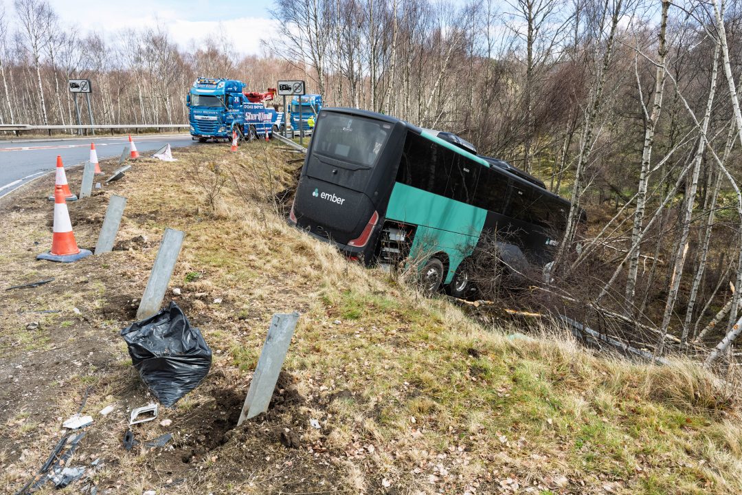 Two people taken to hospital after bus crash in Highlands