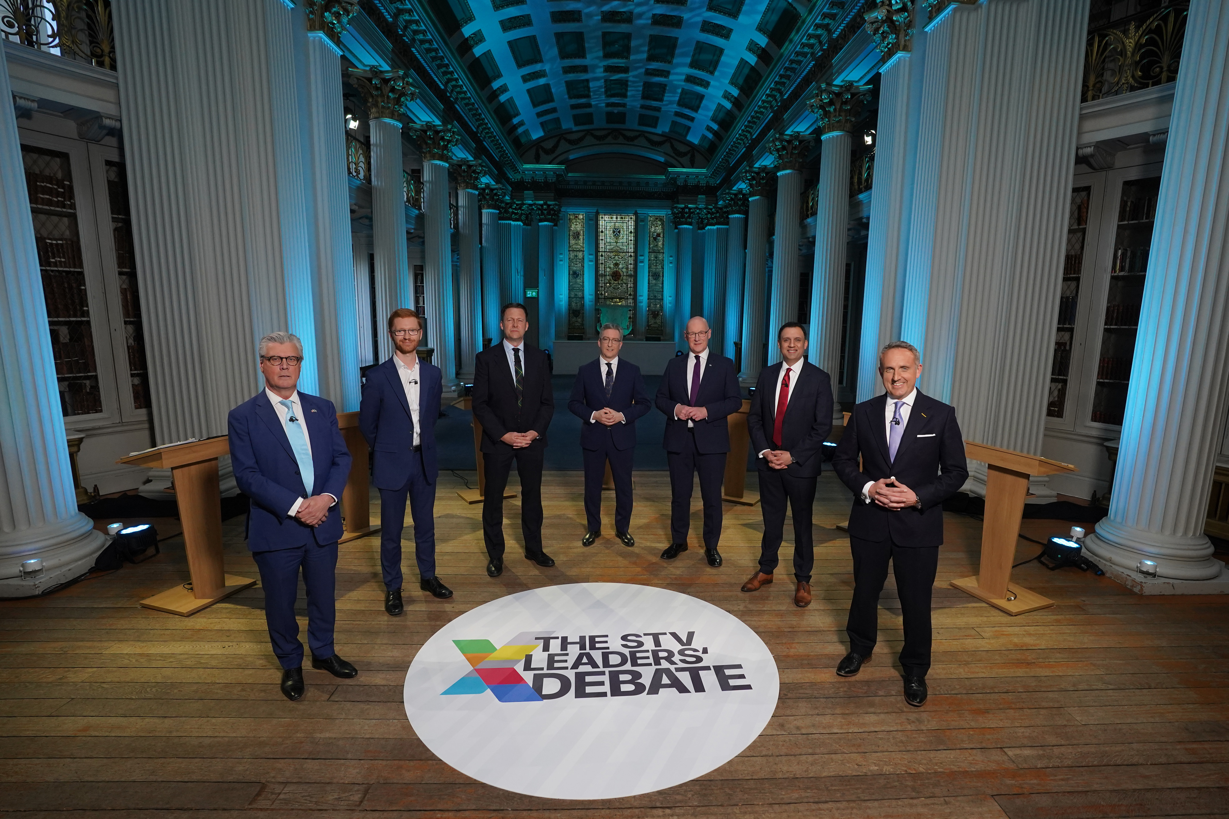 Malcolm Offord, Ross Greer, Russell Findlay, Colin Mackay, John Swinney, Anas Sarwar, Alex Cole-Hamilton.
