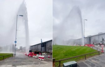 Burst pipe at Buchanan Bus Station causes water fountain to soar into sky with hundreds cut off