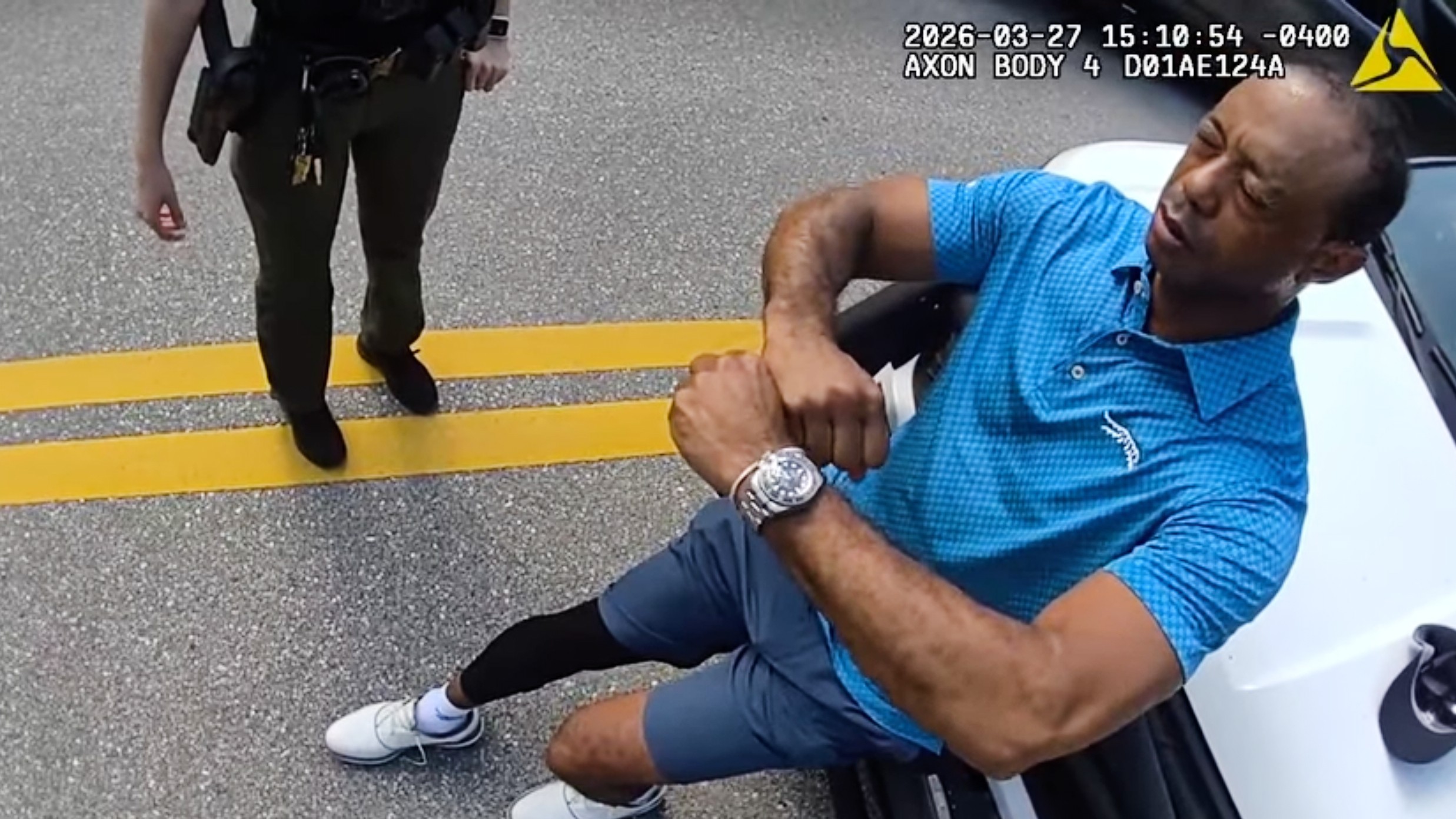 Police bodycam footage shows Tiger Woods undergoing various sobriety