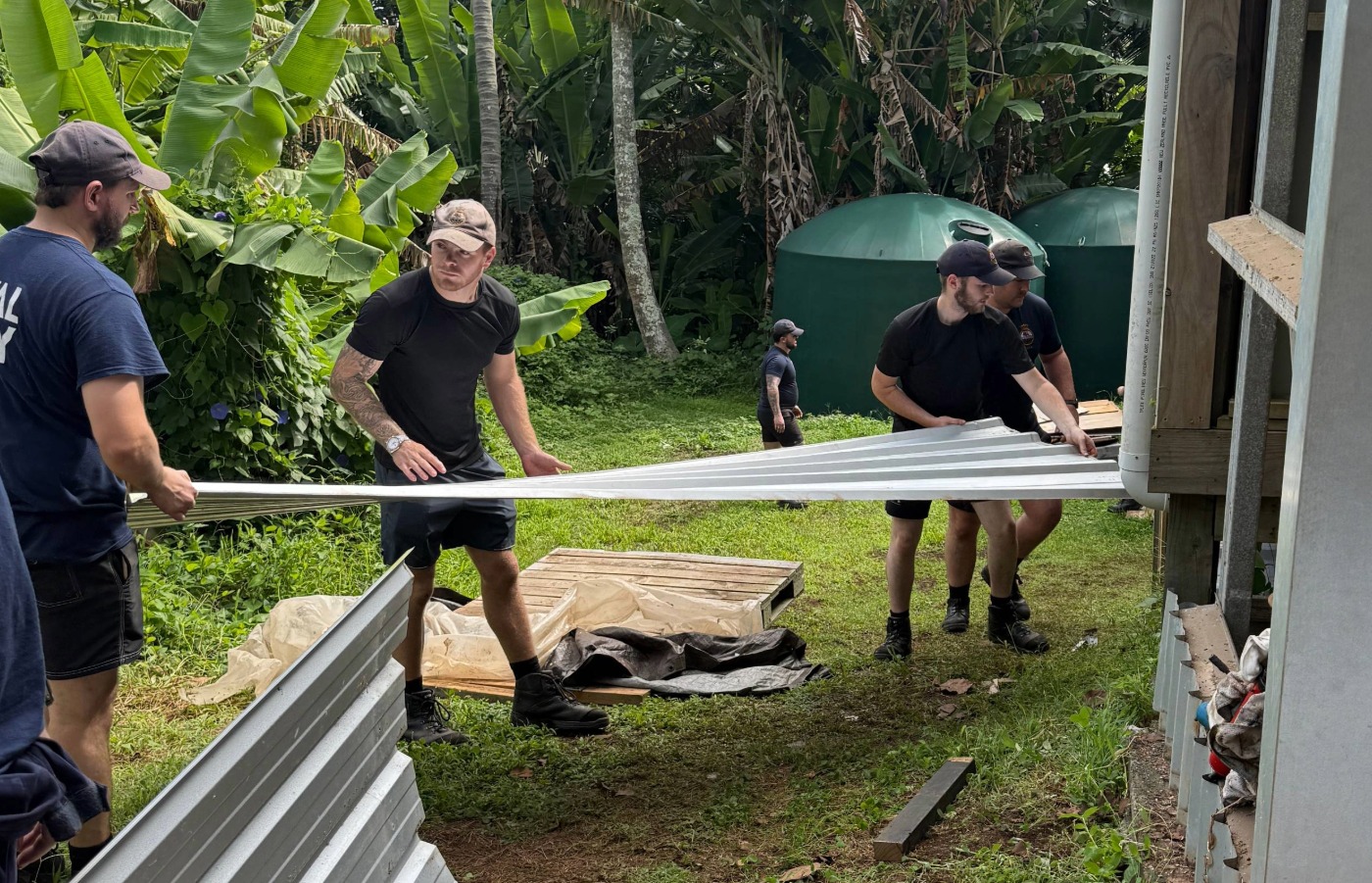 The crew lent a helping hand