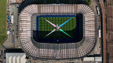 Artwork placed on Murrayfield pitch to mark women’s sport milestone